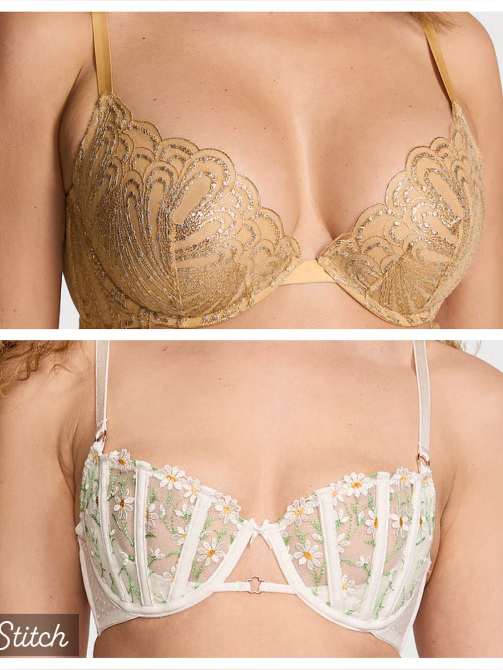 NEW! PAIR of Victoria's Secret Showgirl and Wicked Daisy Embroidery bras